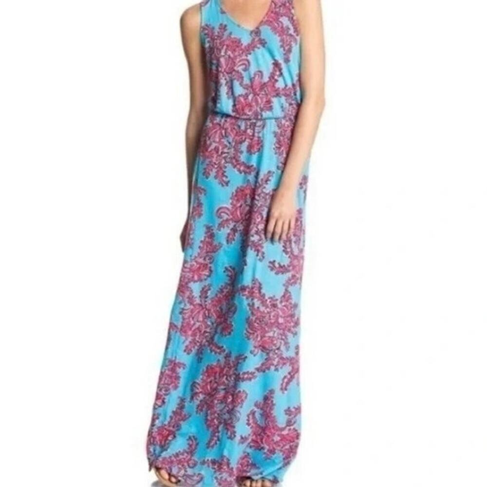Lilly Pulitzer Racer Back Rhode Island Reef Maxi Dress S EUC